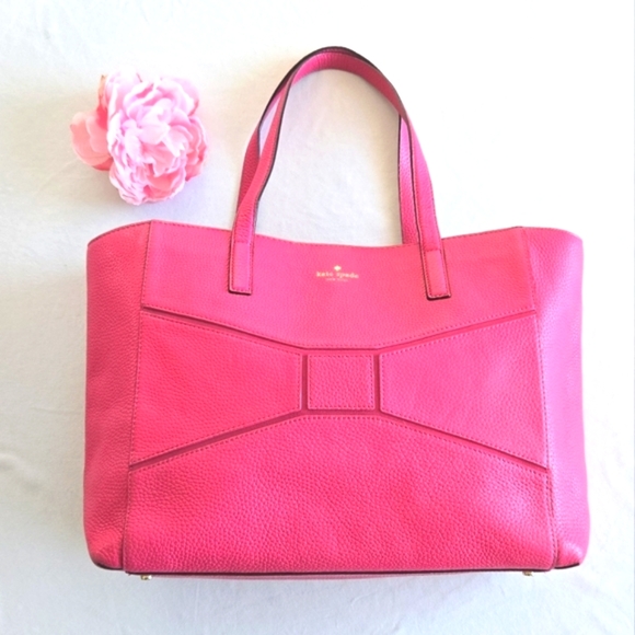 Kate Spade Bridge Place Francisca Leather Pink Flamingo Bow...